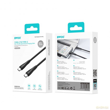BWOO kabel USB-C - USB-C 60W BO-X318 1m czarny