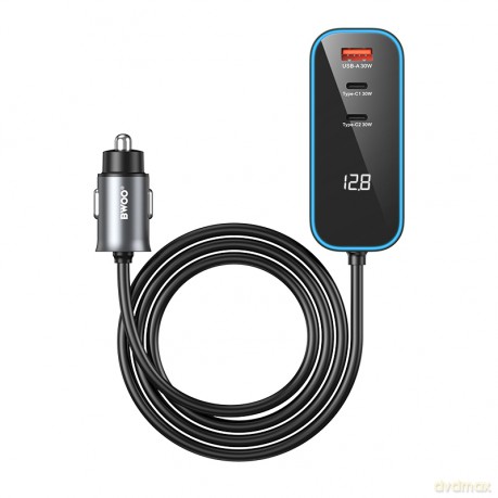 BWOO ładowarka samochodowa PD RGB CC107 1x USB-C 1x USB 30W czarna