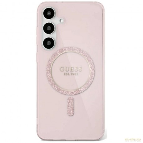Guess nakładka HC Magnetic IML Glitter Circle do Samsung Galaxy S25 różowa