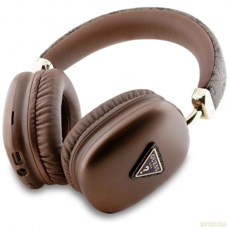 Guess słuchawki nauszne bezprzewodowe BT 4G GOLD TRIANGLE LOGO brązowe