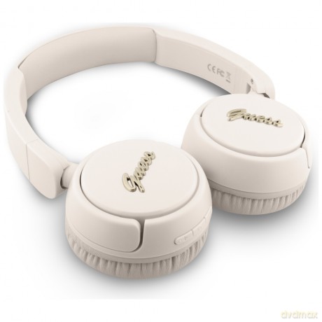 Guess słuchawki nauszne bezprzewodowe BT HEADPHONES SCRIPT METAL LOGO beżowe