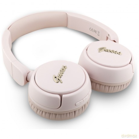 Guess słuchawki nauszne bezprzewodowe BT HEADPHONES SCRIPT METAL LOGO różowe