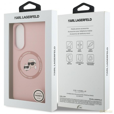 Karl Lagerfeld nakładka do Samsung Galaxy S25 Edge MAGNETIC SILICONE DOUBLE HEADS różowa