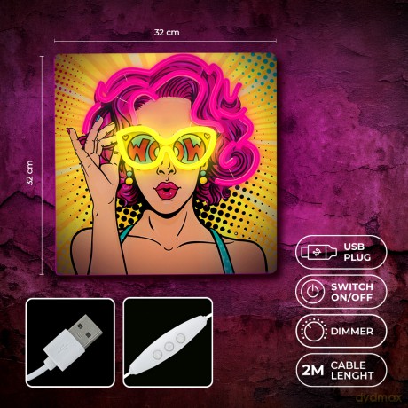 Neon ART LED POWER WOMAN żółto fioletowy FLA02 Forever Light