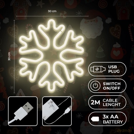 Neon LED CHRISTMAS PŁATEK ŚNIEGU biały FLNE20 Forever Light