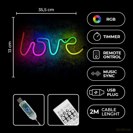 Neon LED RGB LOVE FLRN01 + pilot Forever Light