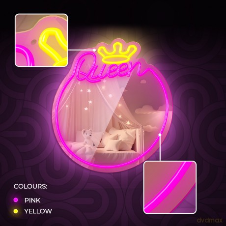 Neon MIRROR LED QUEEN ciepły biały róż FMNE04 Forever Light