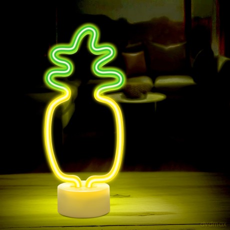 Neon na podstawce LED ANANAS pomarańczowo zielony USB-C FSC-12 Forever Light