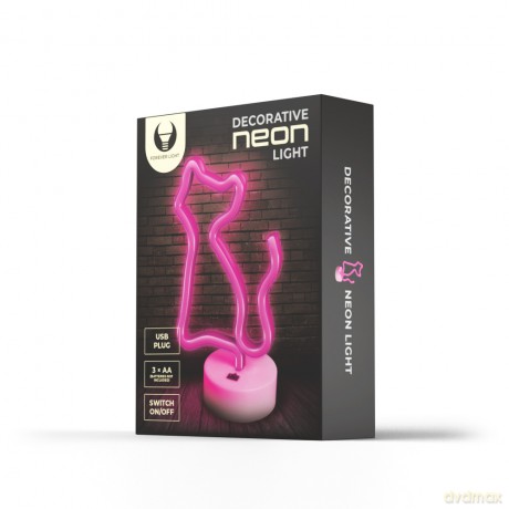 Neon na podstawce LED KOT róż FSNE02 Forever Light