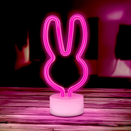 Neon na podstawce LED KRÓLICZEK różowy USB-C FSC-10 Forever Light