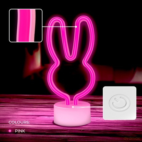 Neon na podstawce LED KRÓLICZEK różowy USB-C FSC-10 Forever Light