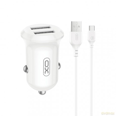 XO ładowarka samochodowa CC67 12W 2x USB czarna + kabel USB - USB-C