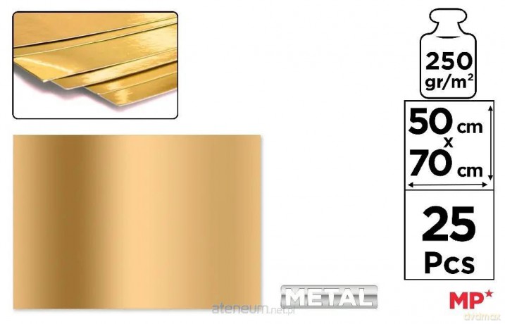 Brystol metaliczny złoty 50x70cm 25szt