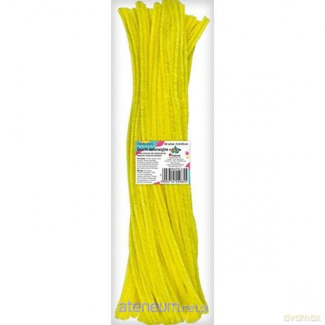 Druciki dekoracyjne 0,6x30cm fluo żółte 50szt