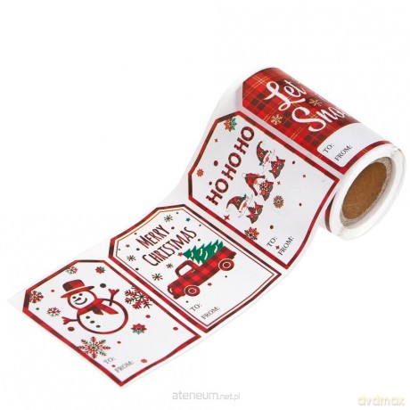Etykiety na prezenty na rolce Christmas joy 100szt