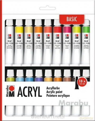 Farby akrylowe 12ml 18 kolorów