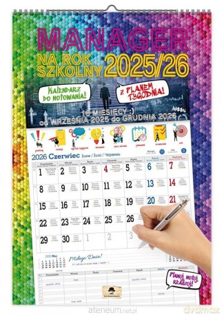 Kalendarz 2026 A3 ścienny manager szkolny [KALENDARZ]