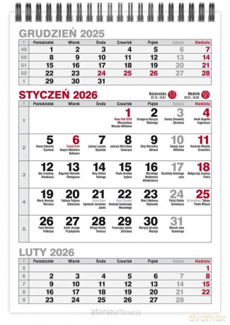 Kalendarz 2026 A5 biurkowy trójdzielny pionowy MIX [KALENDARZ]