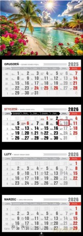 Kalendarz 2026 czterodzielny premium Malediwy [KALENDARZ]