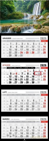 Kalendarz 2026 czterodzielny premium wodospad [KALENDARZ]