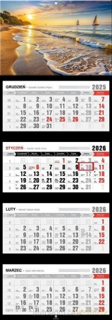 Kalendarz 2026 czterodzielny premium zachód słońca [KALENDARZ]