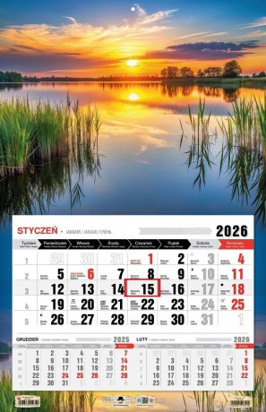 Kalendarz 2026 jednodzielny 3XL Mazury [KALENDARZ]