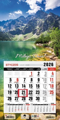Kalendarz 2026 jednodzielny mini Tatry [KALENDARZ]