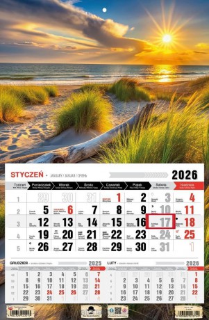Kalendarz 2026 jednodzielny plaża [KALENDARZ]