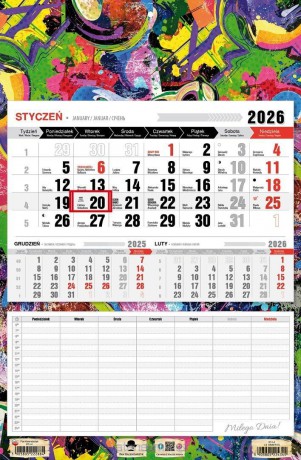 Kalendarz 2026 jednodzielny z planem zajęć [KALENDARZ]