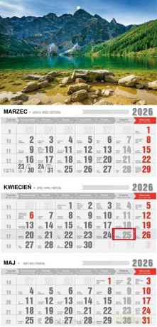 Kalendarz 2026 trójdzielny ekonomiczny tatry [KALENDARZ]