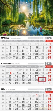 Kalendarz 2026 trójdzielny ekonomiczny wiosna [KALENDARZ]