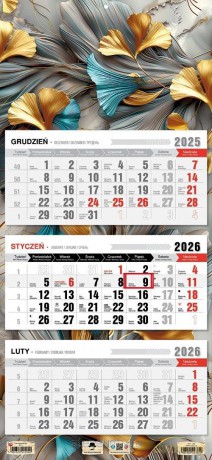 Kalendarz 2026 trójdzielny płaska główka abstrakcj [KALENDARZ]