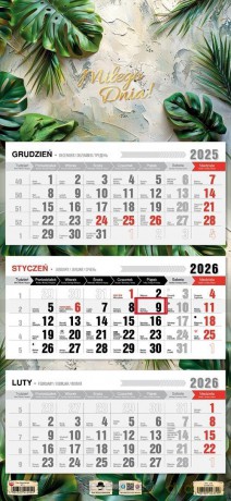 Kalendarz 2026 trójdzielny płaska główka glamour [KALENDARZ]