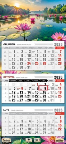 Kalendarz 2026 trójdzielny płaska główka jezioro [KALENDARZ]
