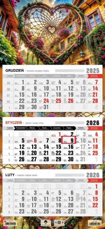 Kalendarz 2026 trójdzielny płaska główka łapacz [KALENDARZ]