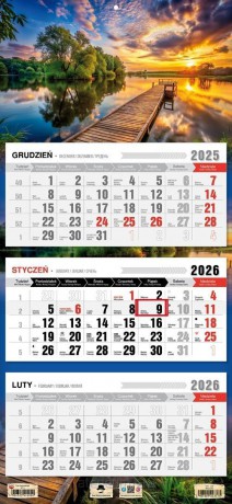 Kalendarz 2026 trójdzielny płaska główka mazury [KALENDARZ]