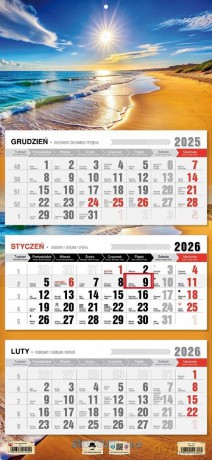 Kalendarz 2026 trójdzielny płaska główka morze [KALENDARZ]