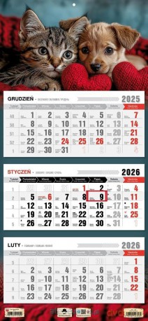 Kalendarz 2026 trójdzielny płaska główka przyjaźń [KALENDARZ]