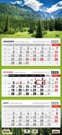Kalendarz 2026 trójdzielny płaska główka tatry [KALENDARZ]