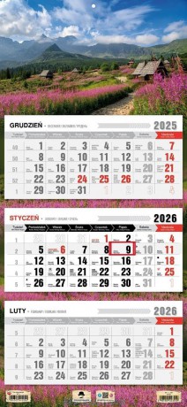 Kalendarz 2026 trójdzielny płaska główka tatry [KALENDARZ]