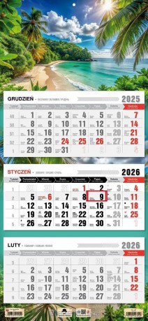 Kalendarz 2026 trójdzielny płaska główka tropiki [KALENDARZ]