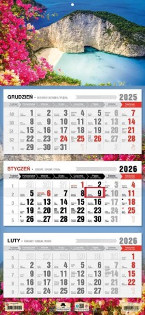 Kalendarz 2026 trójdzielny płaska główka Zakhyntos [KALENDARZ]