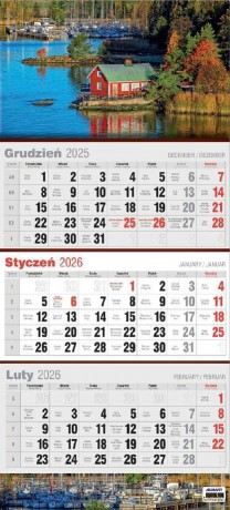 Kalendarz 2026 trójdzielny płaski MIX [KALENDARZ]