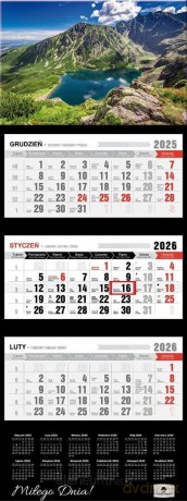 Kalendarz 2026 trójdzielny premium czarny staw [KALENDARZ]
