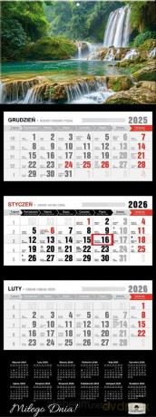 Kalendarz 2026 trójdzielny premium wodospad [KALENDARZ]