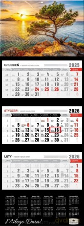 Kalendarz 2026 trójdzielny premium zachód słońca [KALENDARZ]