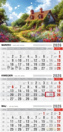 Kalendarz 2026 trójdzielny z magnesem romantico [KALENDARZ]