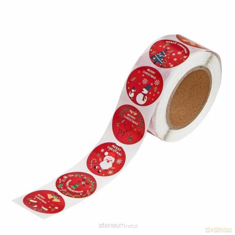 Naklejki na rolce 2,5cm - Christmas red 500szt