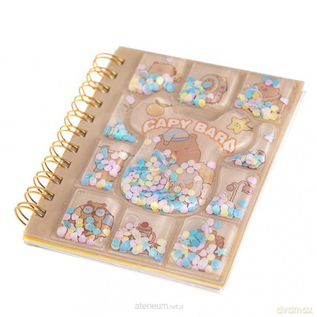 Notes z wodą i konfetti 10,7x8,5cm kapibara