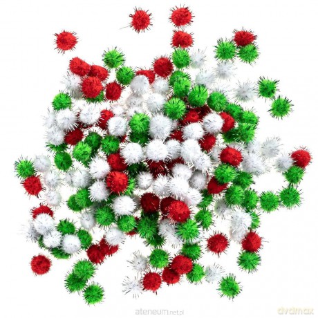 Pompony poliestrowe metalizowane 15mm 200szt